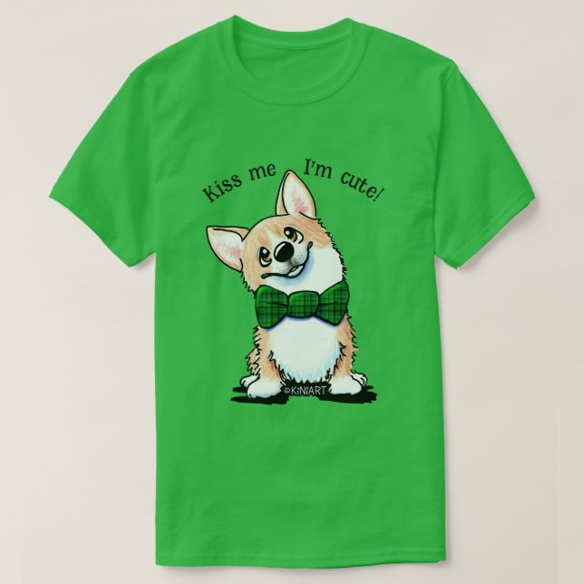 KiniArt Saint Patrick's Day Corgi T-shirt (Design framsida)