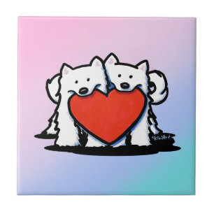 KiniArt Samoyed Heartfilt Duo Kakelplatta