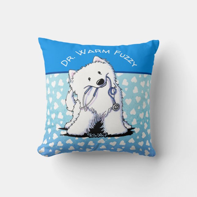 KiniArt Samoyed Läkare Kuddvar Kudde (Framsida)