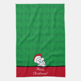 KiniArt Santa Baby Westie Jul Kökshandduk