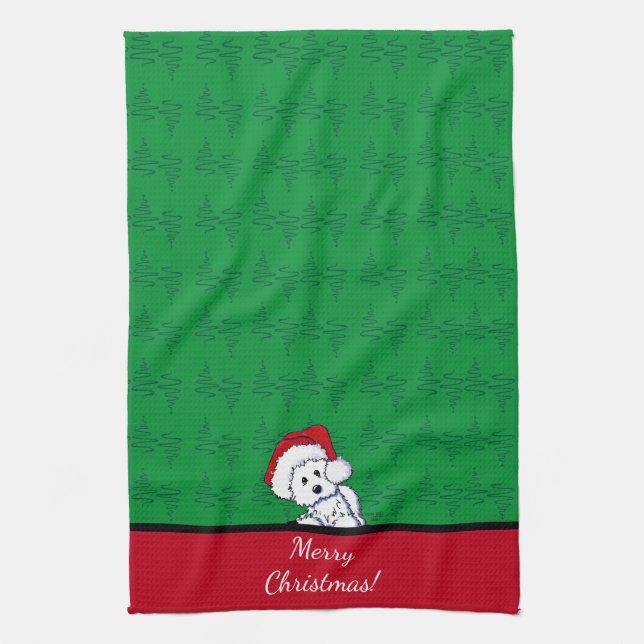 KiniArt Santa Baby Westie Jul Kökshandduk (Vertikal)