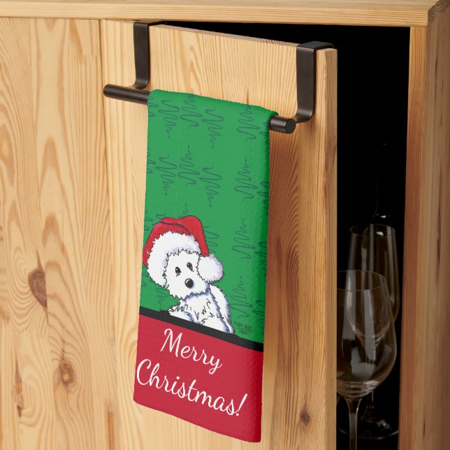 KiniArt Santa Baby Westie Jul Kökshandduk (Thirds Fold)