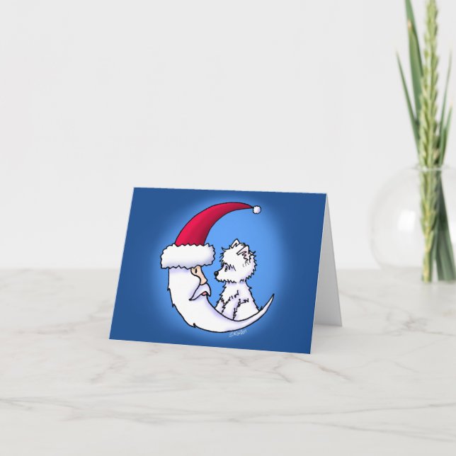KiniArt Santa Måne Westie Helgkort (Framsida)