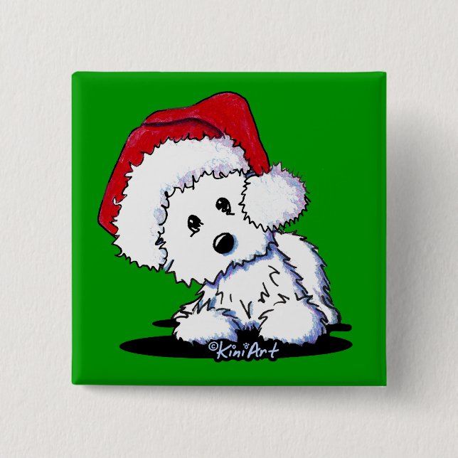 KiniArt Santa Westie Hund Gifts Knapp (Framsida)