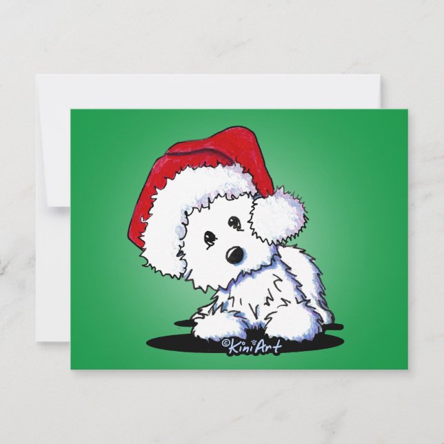KiniArt Santa Westie-Hund platta julkort (Framsida)