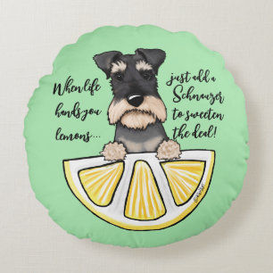 KiniArt Schnauzer Life Lemons accent Pillow Rund Kudde