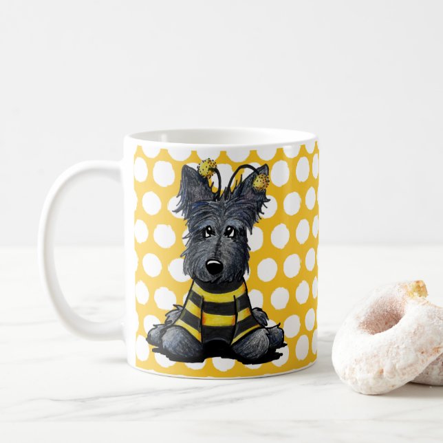 KiniArt Scottie Hund Bee Kaffemugg (Med munk)