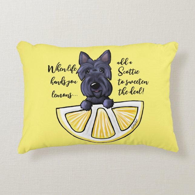 KiniArt Scottie Life Lemons accent Pillow Prydnadskudde (Framsidan)
