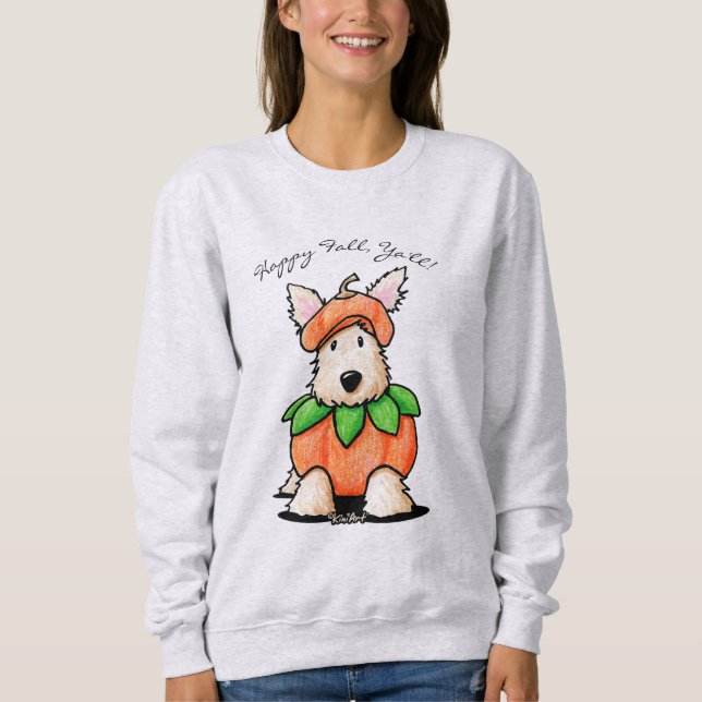 KiniArt Scottie Terrier Pumpkin T-Shirt (Framsida)