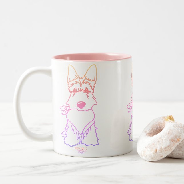 KiniArt Scottish Terrier Två-Tonad Mugg (Med munk)