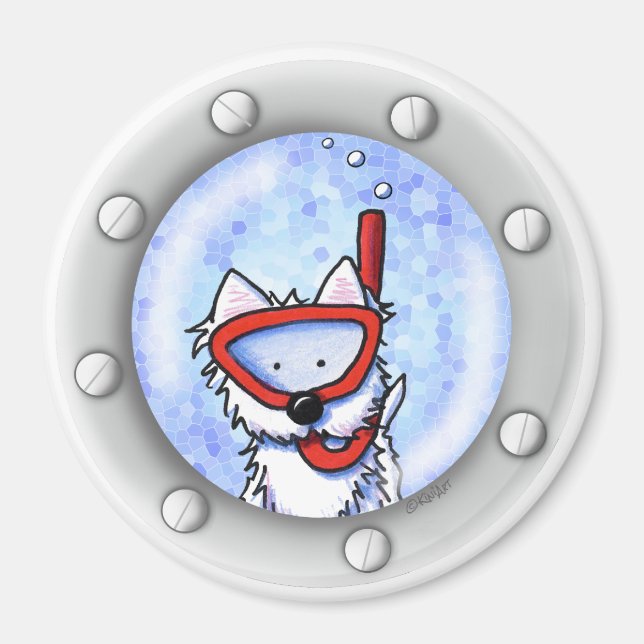 KiniArt Snorkel Westie Porthole Magnet (Framsidan)
