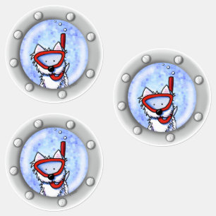 KiniArt Snorkel Westie Porthole Watersecure Klistermärke