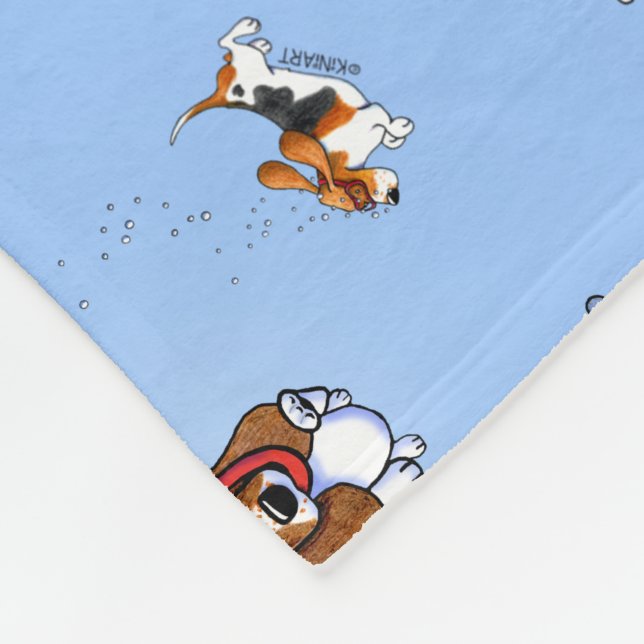 KiniArt Snorkeling Basset Hounds Sherpa Blanket Fleecefilt (Hörn)