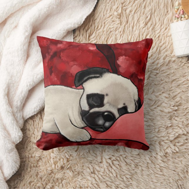 KiniArt Sömnig Pug Kudde (Filt)