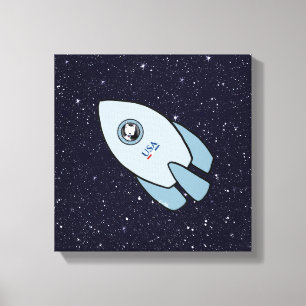 KiniArt Space Rocket Dog Westie Canvastryck