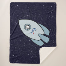 KiniArt Space Rocket Hund Westie Sherpa Blanket