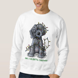KiniArt Svart Doodle Glädjande Jul Lång Ärmad Tröja