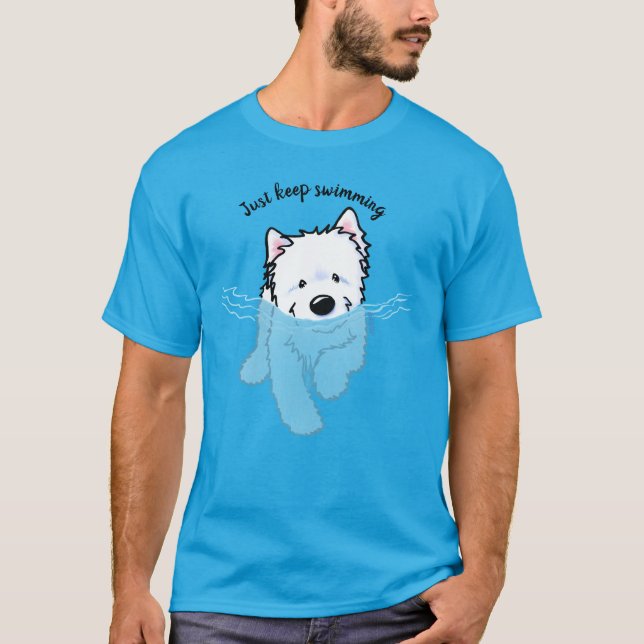 KiniArt Swimming Westie T-Shirt (Framsida)