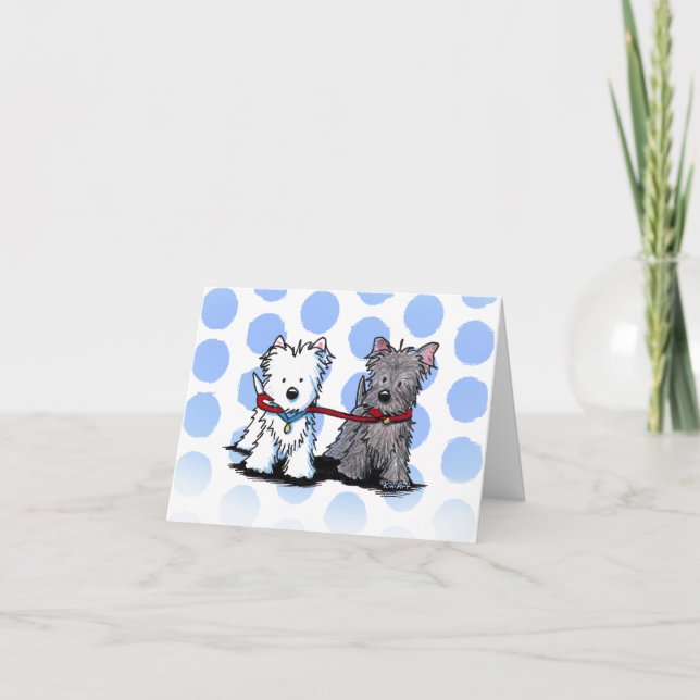 KiniArt Terrier Walking Buddies Card Tack Kort (Framsida)