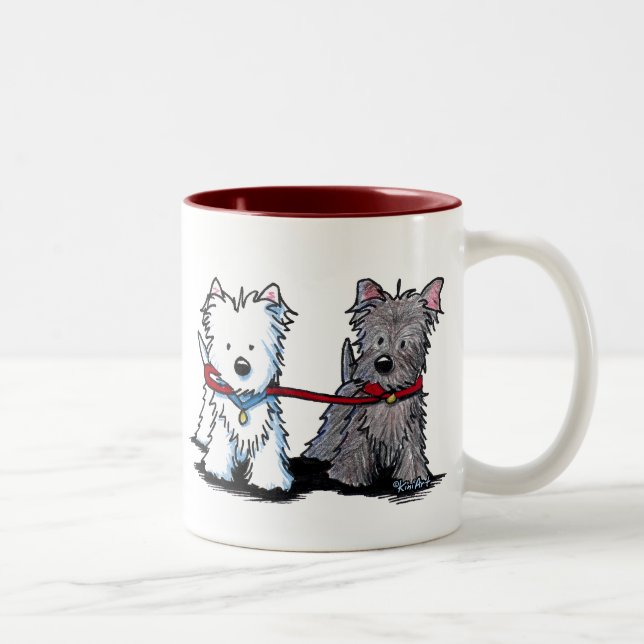 KiniArt Terrier Walking Buddies Två-Tonad Mugg (Höger)
