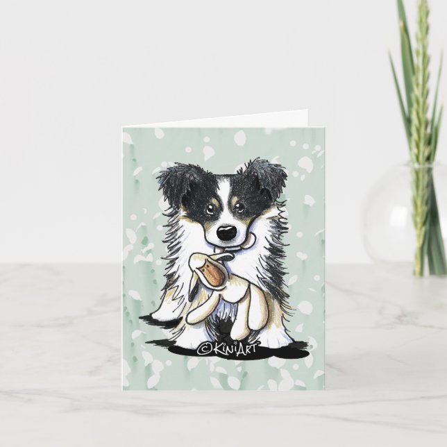 KiniArt Tricolor Gräns Collie Anteckningskort (Framsida)