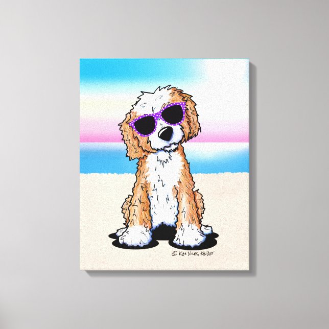 KiniArt Tuxedo Doodle Hund Beach Canvastryck (Framsida)