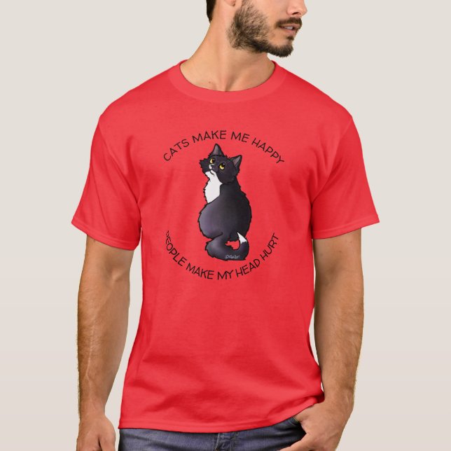 KiniArt Tuxedo Kattunge Älskare T-Shirt (Framsida)