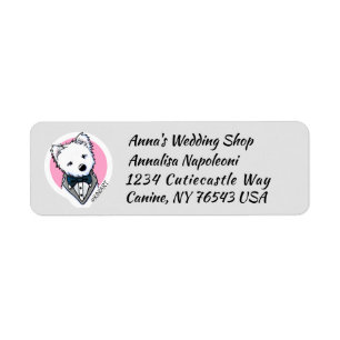 KiniArt Tuxedo Westie Returadress Etikett
