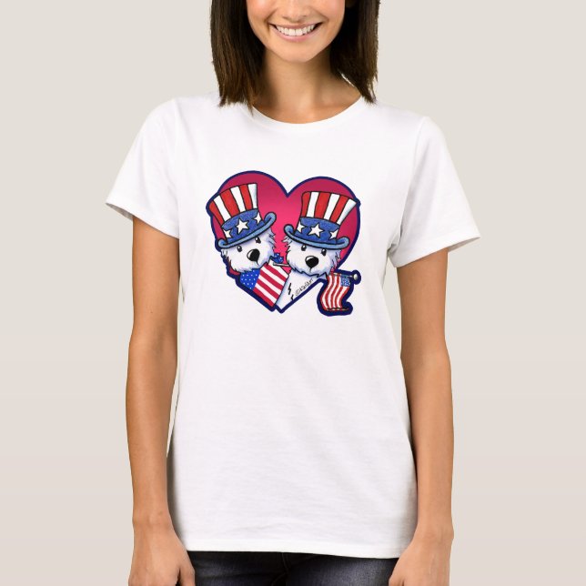 KiniArt USA Patriotic Westies T Shirt (Framsida)