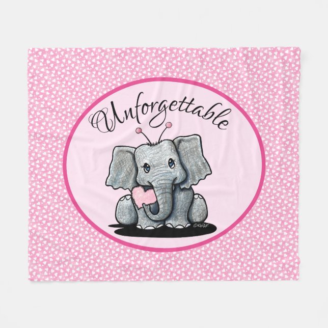 KiniArt Valentine Elephant Fleece Blanket (Framsidan (Horisontell))