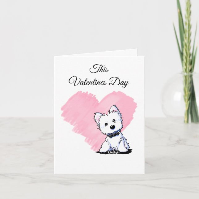 KiniArt Valentine Westie Bowtie Helgkort (Framsida)