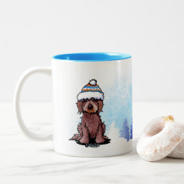 KiniArt Vinter Choklad Doodle Hund Två-Tonad Mugg