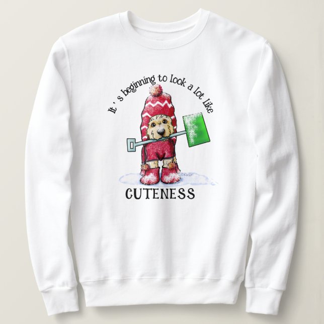KiniArt Vinter DoodleMoji Hund T Shirt (Design framsida)