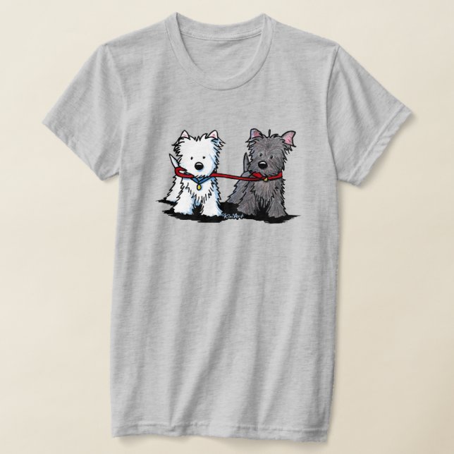KiniArt Walking Terriers T-Shirt (Laydown)