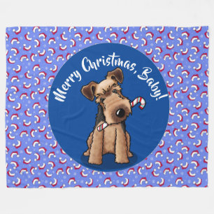 KiniArt Welsh Terrier jul Fleece Blanket