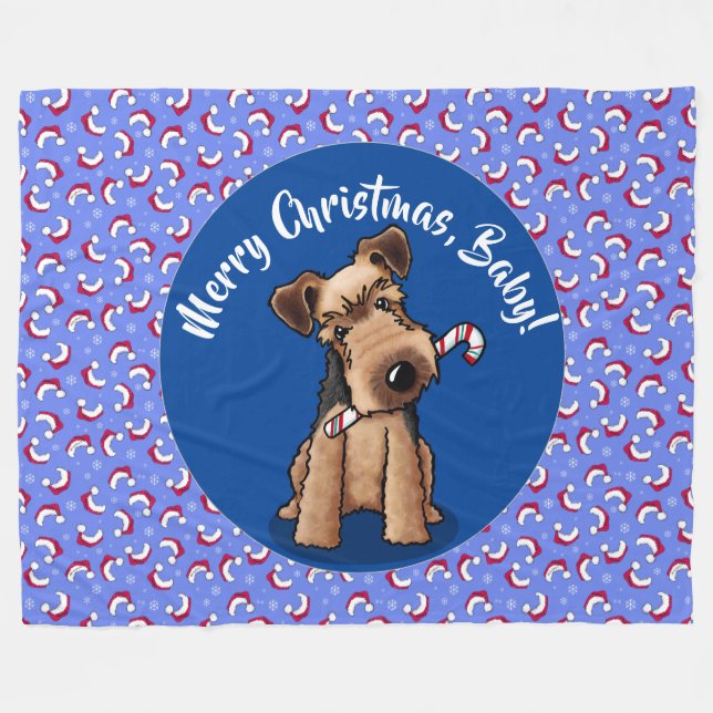 KiniArt Welsh Terrier jul Fleece Blanket (Framsidan (Horisontell))