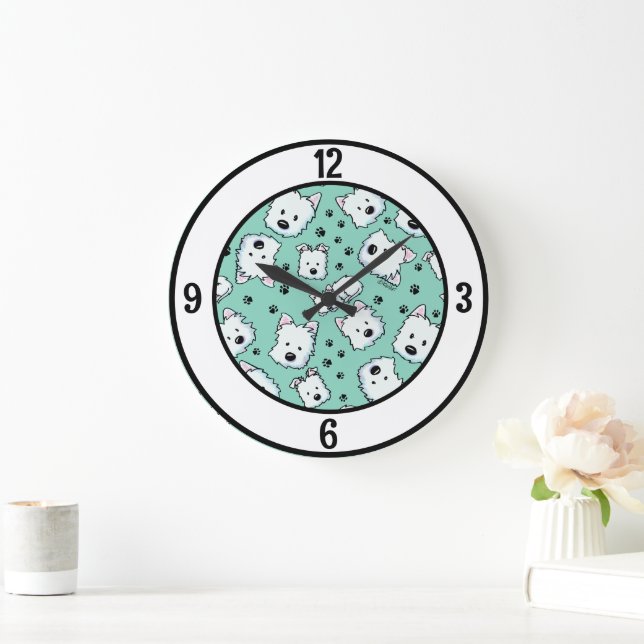 KiniArt Westie Älskare Large Clock Stor Klocka (Hem)