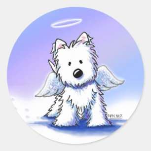 KiniArt Westie Angel Stickers Runt Klistermärke