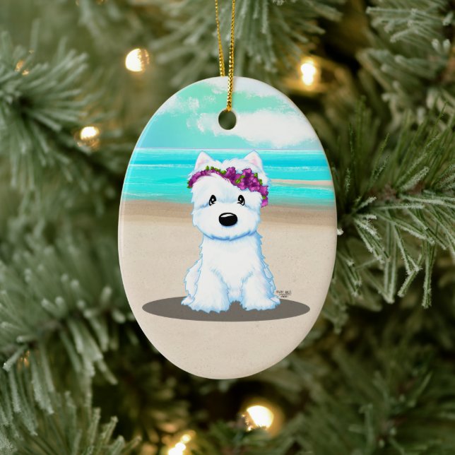 KiniArt ™️ Westie Beach Blossom Julgransprydnad Keramik (Träd)