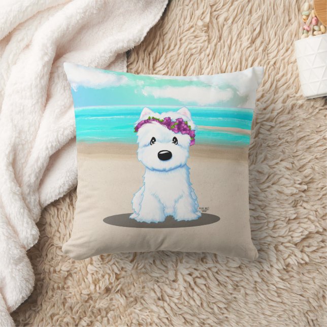 KiniArt™️ Westie Beach Blossom Kudde (Filt)