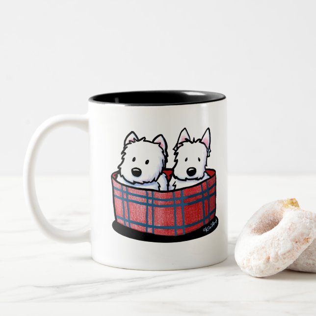 KiniArt Westie Besties Två-Tonad Mugg (Med munk)