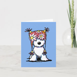 KiniArt Westie Blommigt Hat Note Card Tack Kort