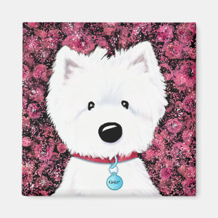 KiniArt Westie Blommigt Impression Magnet
