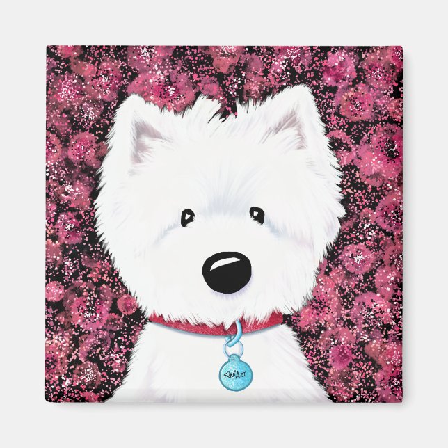 KiniArt Westie Blommigt Impression Magnet (Framsidan)