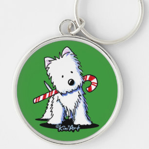 KiniArt Westie Candy cane Cutie Nyckelring