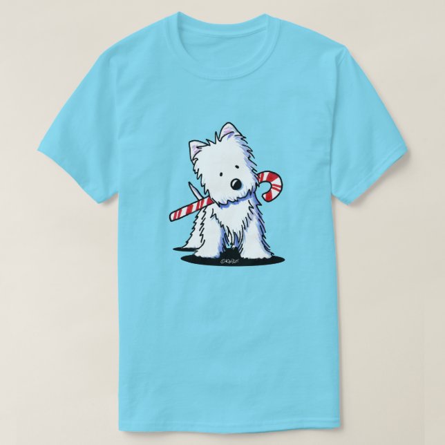 KiniArt Westie Candy cane Cutie T Shirt (Design framsida)