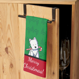 KiniArt Westie Candy cane jul Kökshandduk