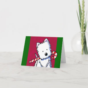 KiniArt Westie Candy cane-julkort Helgkort
