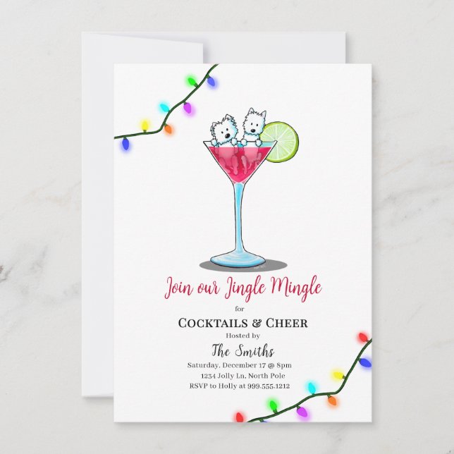 KiniArt Westie Christmas Party Invitations  (Framsida)