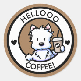 KiniArt Westie Coffee Stickers Runt Klistermärke